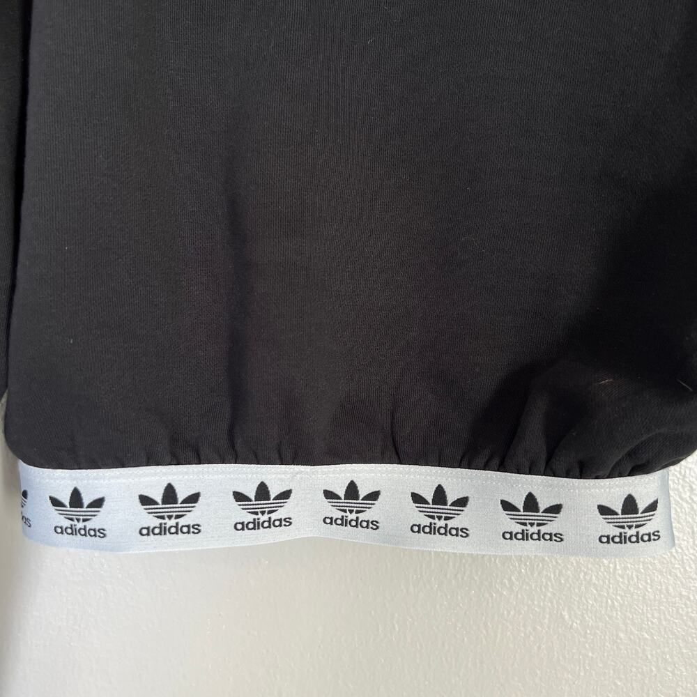 Adidas Women's Cropped Hoodie Black Trefoil Sweatshirt Pullover Workout Size XS - Picture 11 of 15